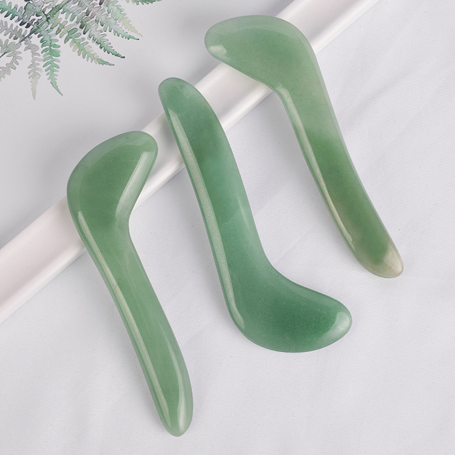 Knife-Shaped Natural Green Aventurine Gua Sha Scraping Board Massager for Facial Body SPA Skin Detox Foot Treatments