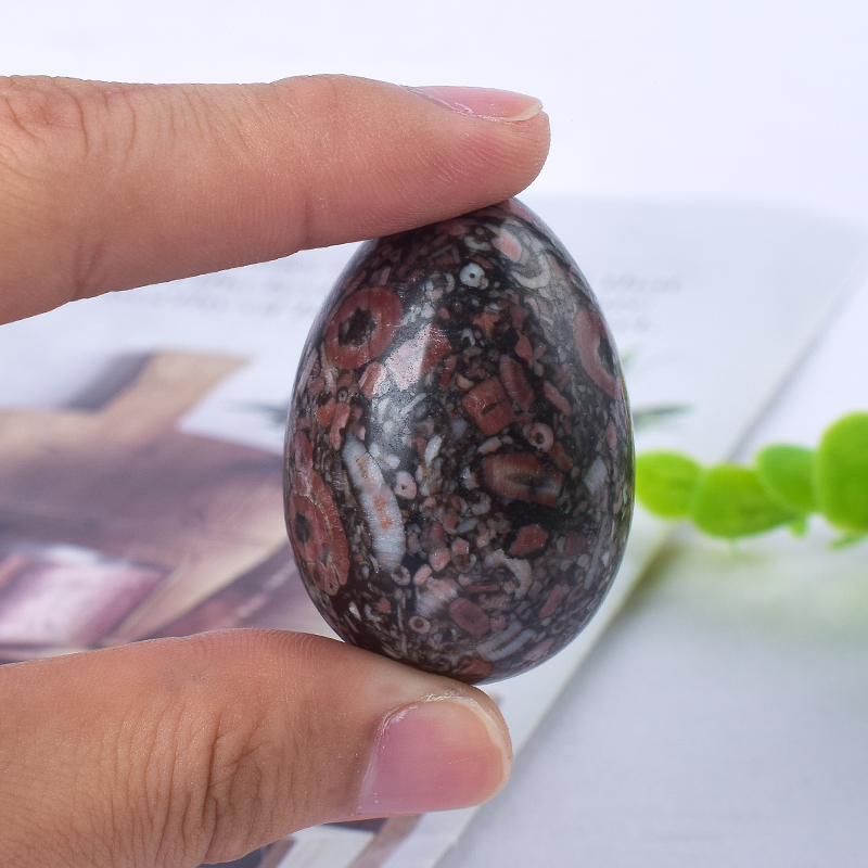 Undrilled Crinoid Jasper Yoni Eggs Massage Jade egg to Train Pelvic Muscles Kegel Exercise