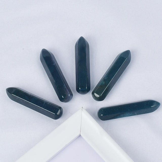 Natural Indian Agate Stone Crystal Points Hexagonal Wand 