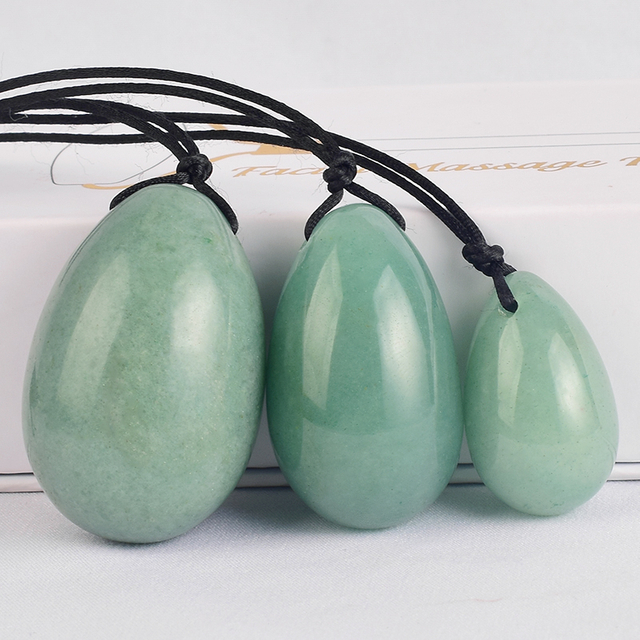 Green Aventurine Jade Yoni Eggs, Green Aventurine Massage Kegel Jade Eggs for Women PC Muscle Training