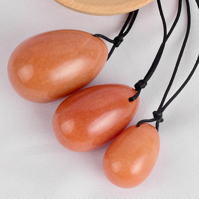 Red Aventurine Jade Yoni Eggs Massage Kegel Eggs 3PCS Natural Red Aventurine Beads Chakra Healing Yoga Exercise Eggs To Train Pelvic Muscles
