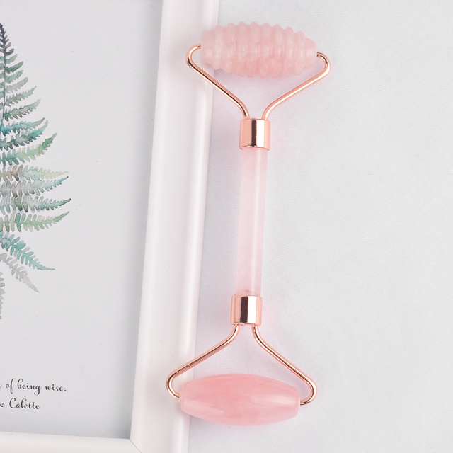 Rose Quartz Roller for Face - Rose Quartz Face Spike Roller Real 100% Natural - Face Massager for Wrinkles, Anti Aging Facial Massager
