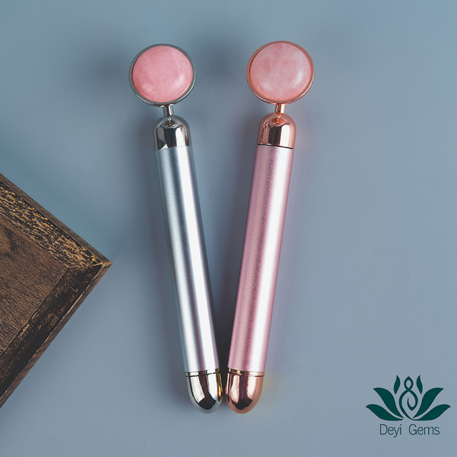 2019 New Electric Rose Quartz Facial Roller & Massager, Rose Quartz Face Massager Face Roller, Cheeks Slimmer 