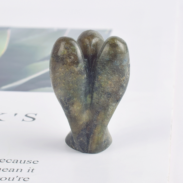 1.5 Inch Labradorite Stone Small Carved Crystal Angel Figurine