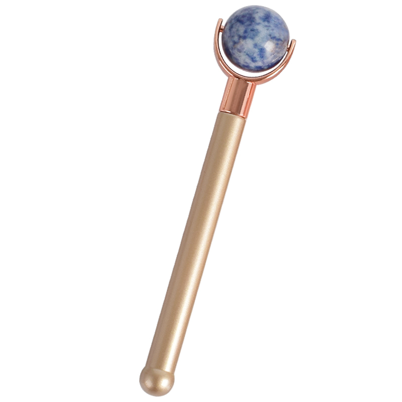 Single-end Blue Spot Jasper Stone Ball Roller and Skin Gym Face Facial Roller for Face Massager Tool 