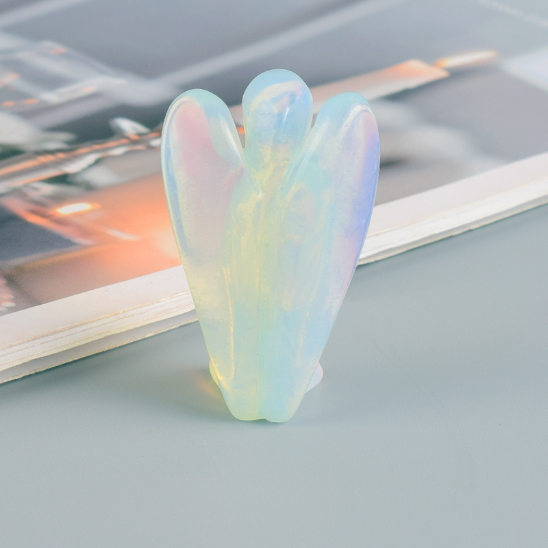 1.5 Inch Opalite Stone Small Carved Crystal Angel Figurine