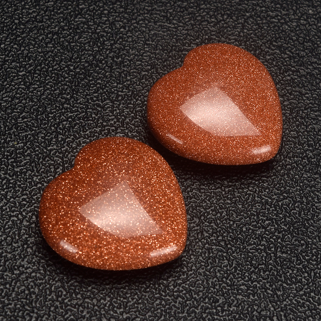 20mm 30mm 35mm Gold Sandstone Heart Shape Gemstone Beads Natural Crystal Hearts 