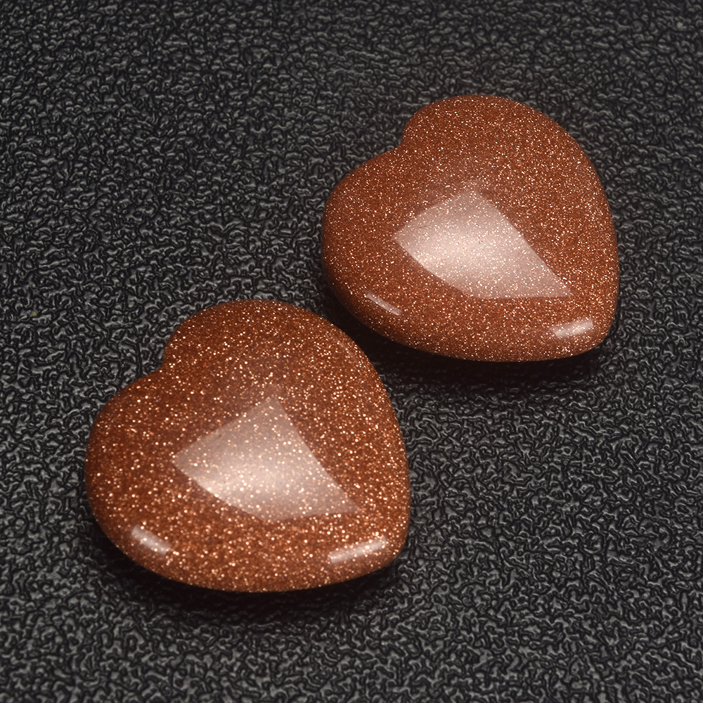 20mm 30mm 35mm Gold Sandstone Heart Shape Gemstone Beads Natural Crystal Hearts 