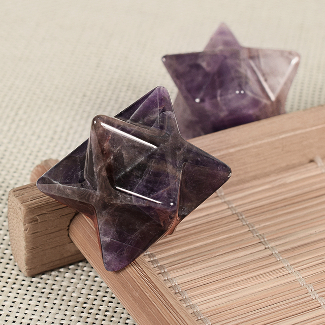 Natural Gemstone Purple Fluorite Crystal Merkaba Star Stone