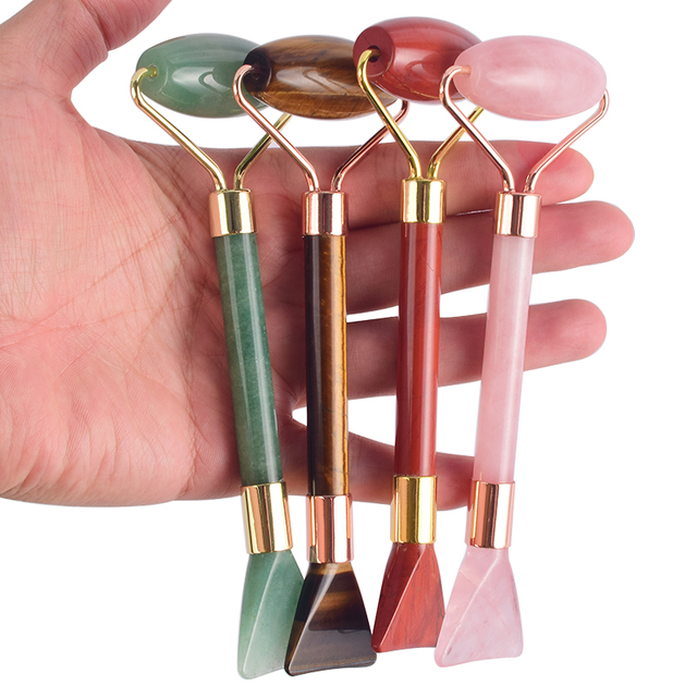 2 into 1 Tiger Eye Face Roller and Shovel Design Facial Beauty Guasha Multi-Function Beauty Tools 