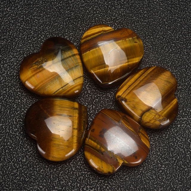 20mm 30mm 35mm Tiger Eye Heart Figurine Gemstone Beads Natural Jade Hearts