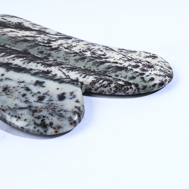 Natural Grass Fossil Jasper Gua Sha Stone Face Beauty Guasha Tool Gua Sha Massager for Face lifting