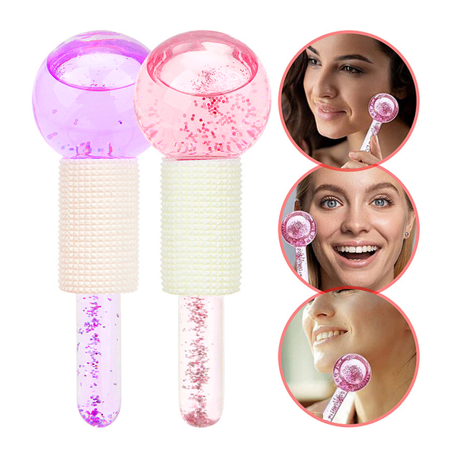 (1 set) Magic Ice Globes Wholesale Pink Blue Purple Private Label Facial Globes Set Glitter Cooling Ice Eye Globe with Factory Price