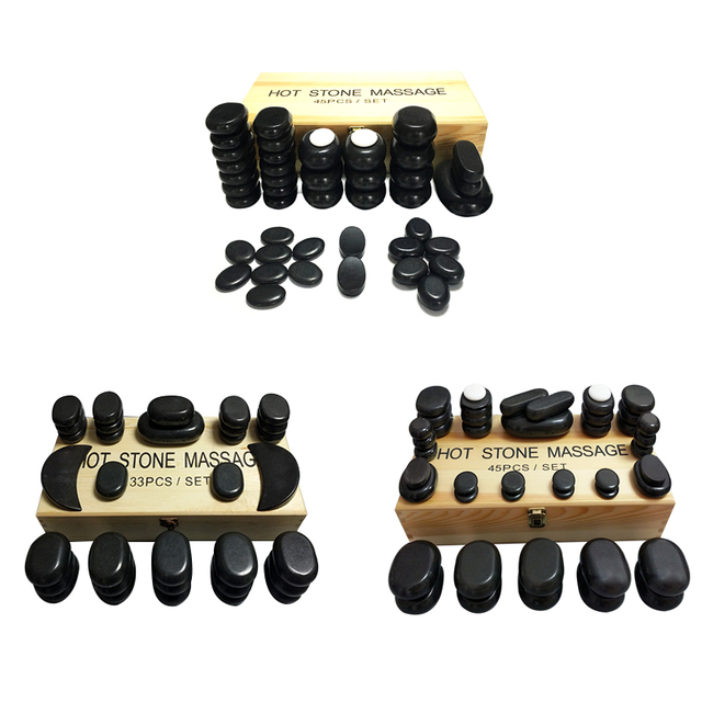 Natural Bian Spa Stone Set 36 Pcs 1 Set Hot Massage Stone Sales Energy Stone Crystal Nature SPA Stone Used For Relaxation Or Anxiety Relief