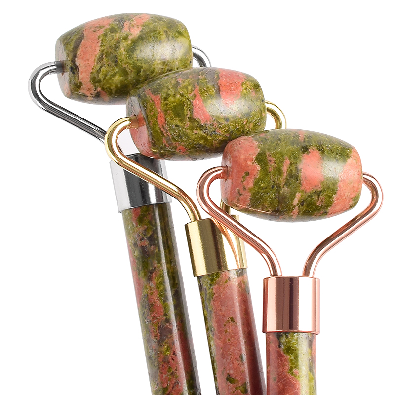 Natural High Quality Unakite Face Roller Sale Face Jade Roller Beauty Massager Tool for Wrinkle Remove