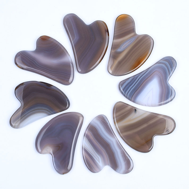 Natural Grey Agate Gua Sha Stone Factory Direct Wholeslae Price Gua Sha Massage Tool Facial Guasha for Sale