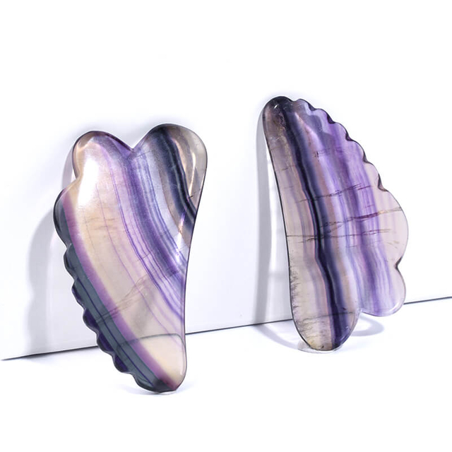 Natural Rainbow Fluorite Crystal Gua Sha Massage Tool Jade Gua Sha Stone