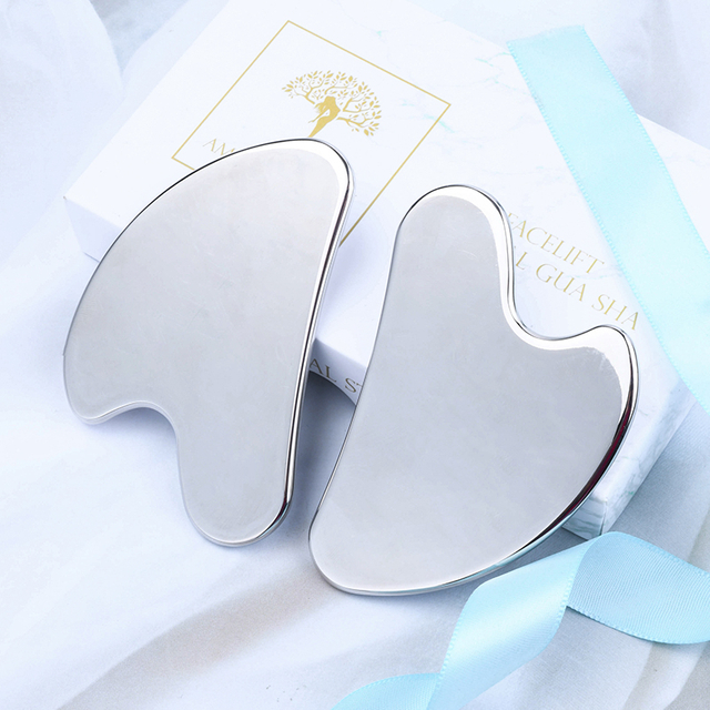 High Quality Heart Shaped 304 Stainless Steel Gua Sha Metal Facial Guasha Stein Gua Sha Scraping Boards Massager Tool