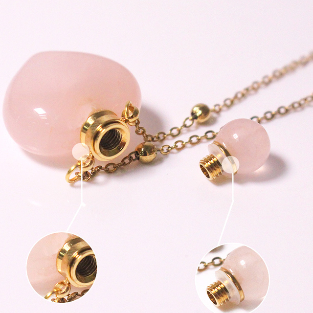 100% Natural Rose Quartz Perfume Essential Oil Bottles Wholesale High Quality Crystal Roller Glass Bottle with Cheap Price