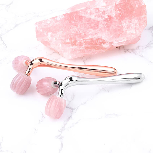 3D Face Roller Natural Rose Quartz Pink Jade Roller